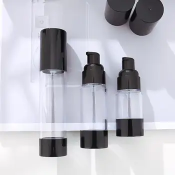 nagykereskedelmi forró eladó új 15ml 30ml 50ml fekete levegőtlen szivattyú üveg üres,30 ml-es műanyag, levegőtlen Újratölthető Palackok LX9386