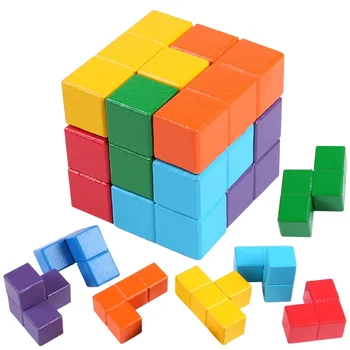 ÚJ 3D-s Fa Gyermekek Korai Oktatási Soma Kocka Montessori Játékok, Puzzle Játékok, Agy Kihívás Játék Érzékszervi Játékok Gyerekeknek